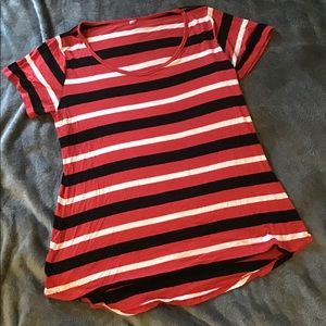 Lularoe classic tee red black white stripe
